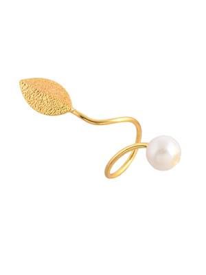 White pearl & gold plated adjestable ring 4