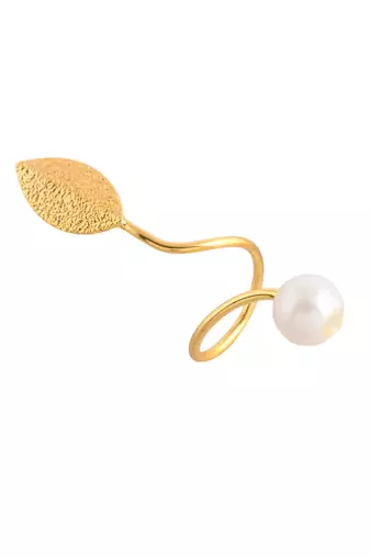 White pearl & gold plated adjestable ring