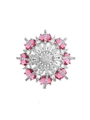 Red american daimond & silver plated adjustable  ring 3