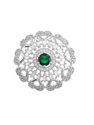 Green american daimond & silver plated hart adjestable ring 3