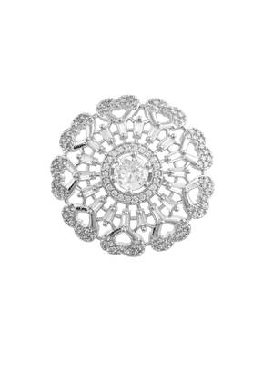 White american daimond & silver plated hart adjestable ring 3