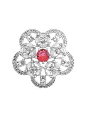 Red american daimond & silver plated adjustable  ring 3