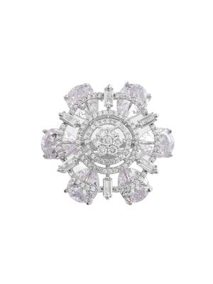 White american daimond & silver plated adjustable  ring 3