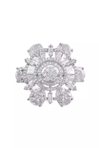 White american daimond & silver plated adjustable  ring
