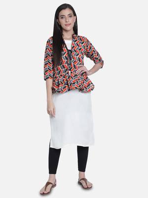 Fabclub designer pleated geometric printed women ethnic jacket 1