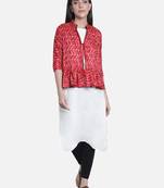 Fabclub designer pleated geometric printed women ethnic jacket