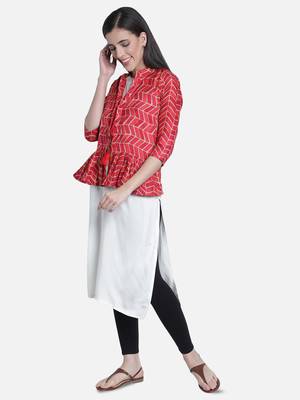 Fabclub designer pleated geometric printed women ethnic jacket 2