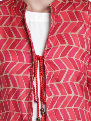 Fabclub designer pleated geometric printed women ethnic jacket 3