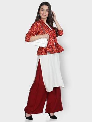 Fabclub designer pleated geometric printed women ethnic jacket 3