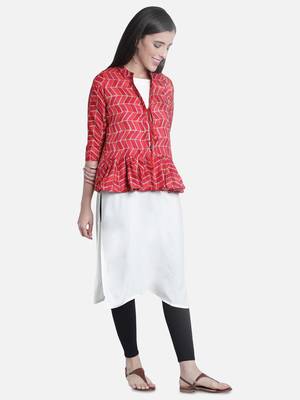 Fabclub designer pleated geometric printed women ethnic jacket 4