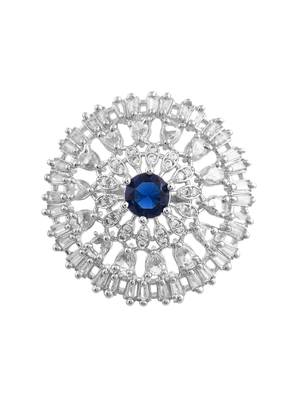 Blue american daimond & silver plated adjustable  ring 3