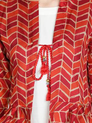 Fabclub designer pleated geometric printed women ethnic jacket 5