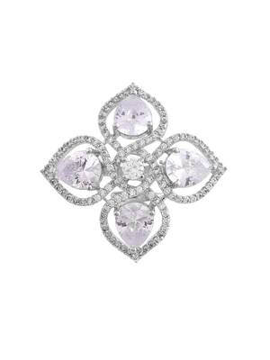 White american daimond & silver plated adjustable  ring 3