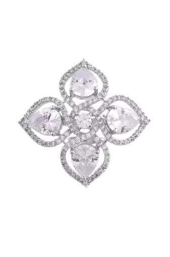 White american daimond & silver plated adjustable  ring
