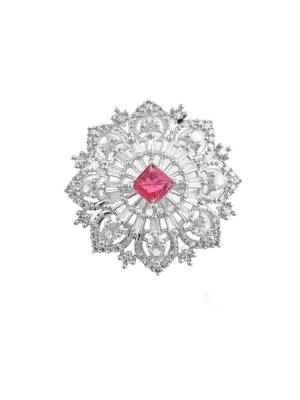 Red american daimond & silver plated adjustable  ring 3