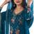 Teal embroidered chinon silk semi stitched salwar suit