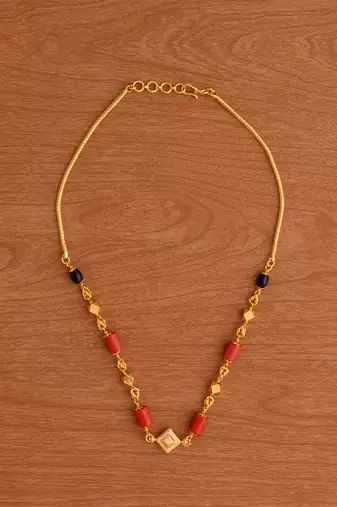 Coral mangalsutra SHORT GSB style one gram gold
