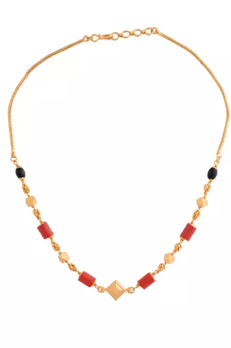 Coral mangalsutra SHORT GSB style one gram gold