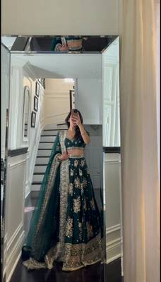 Dark Green Read to Wear Satin Lehenga Choli with Dupatta 2