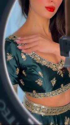 Dark Green Read to Wear Satin Lehenga Choli with Dupatta 4