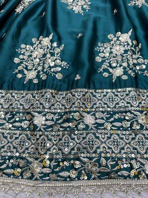 Dark Green Read to Wear Satin Lehenga Choli with Dupatta 5