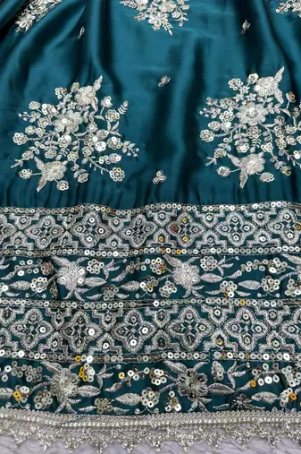 Dark Green Read to Wear Satin Lehenga Choli with Dupatta