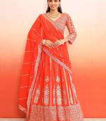 Orange Lehenga Choli with Heavy Work dupatta for festive season wear (set of 3)