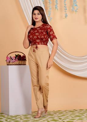 Women's Cotton Floral Printed Regular Blouse Maroon 3