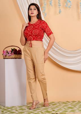 Women's Cotton Bandhej Printed Regular Blouse Red 3