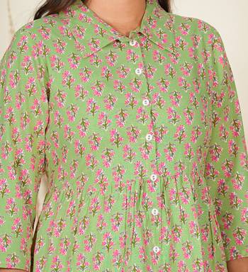  women's floral printed night suit(green) 5