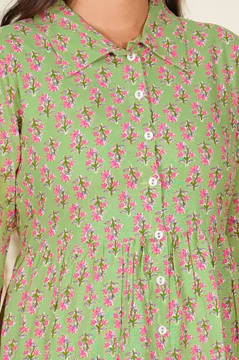  women's floral printed night suit(green)