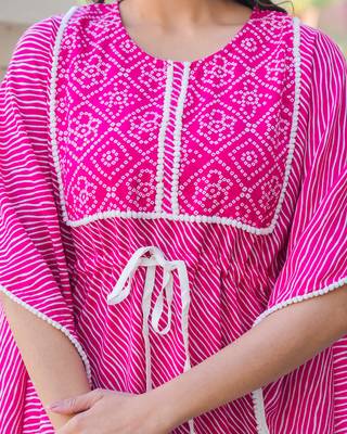 women's rayon bandhani printed kaftan 5
