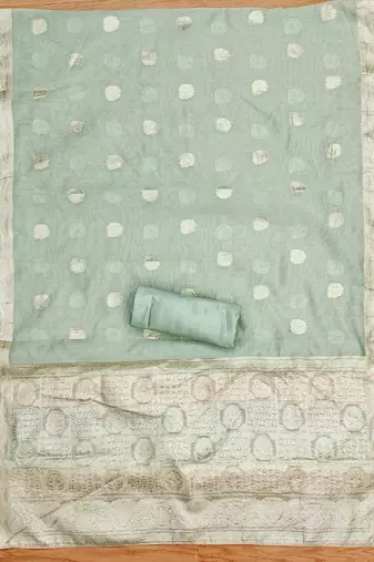 Manvaa women's multi jari weaving work hand work banarasi jacquard dress material