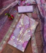 Manvaa women's pink stylish sequence work organza dress material