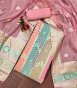 Manvaa women's multi unstitched jari weaving work banarasi jacquard dress material 