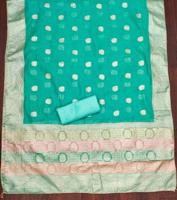 Manvaa women's multi jari weaving work banarasi jacquard dress material 5