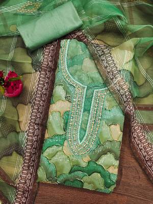 Manvaa women's sea green stylish sequence work with position print 3