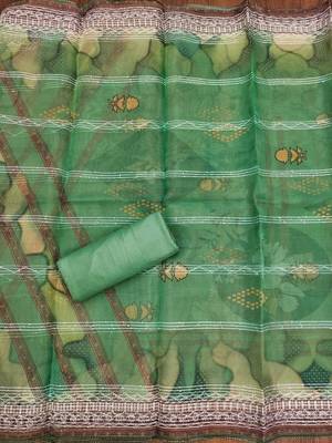 Manvaa women's sea green stylish sequence work with position print 5