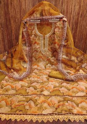 Manvaa women's mustard stylish sequence work with position print 4