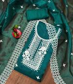 Manvaa women's teal heavy thread embrodiery organza dress material