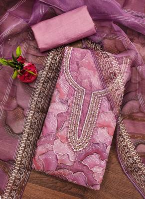 Manvaa women's lavender stylish sequence work with position print 3