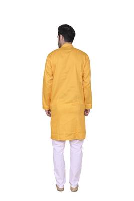 Mahadev ethnic traditional men's kurta pyjama set - elegant & comfortable ethnic wear (2pc set) - gold colour 4