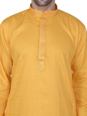 Mahadev ethnic traditional men's kurta pyjama set - elegant & comfortable ethnic wear (2pc set) - gold colour 5