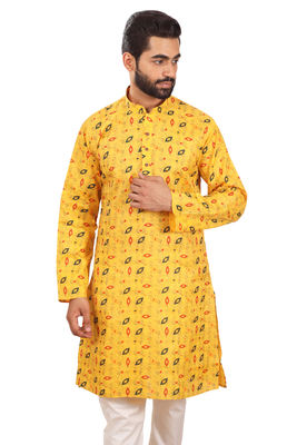 Mahadev ethnic traditional men's kurta pyjama set - elegant & comfortable ethnic wear (2pc set) - gold 1
