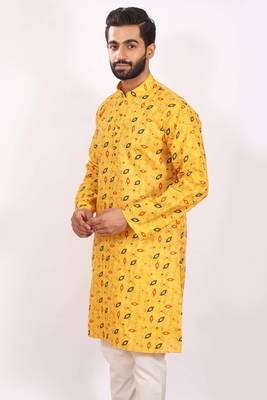 Mahadev ethnic traditional men's kurta pyjama set - elegant & comfortable ethnic wear (2pc set) - gold 2