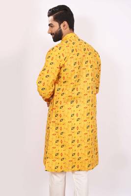 Mahadev ethnic traditional men's kurta pyjama set - elegant & comfortable ethnic wear (2pc set) - gold 3