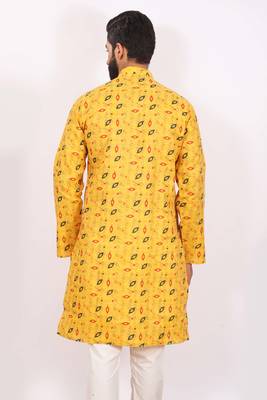 Mahadev ethnic traditional men's kurta pyjama set - elegant & comfortable ethnic wear (2pc set) - gold 4