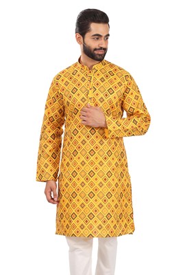 Mahadev ethnic traditional men's kurta pyjama set - elegant & comfortable ethnic wear (2pc set) - gold 1