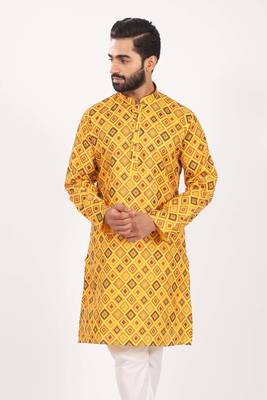 Mahadev ethnic traditional men's kurta pyjama set - elegant & comfortable ethnic wear (2pc set) - gold 2