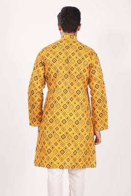 Mahadev ethnic traditional men's kurta pyjama set - elegant & comfortable ethnic wear (2pc set) - gold 4